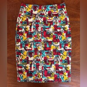 LuLaRoe Cassie Multicolor Abstract  Retro Pencil Skirt, Size M